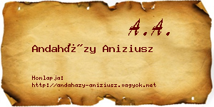 Andaházy Aniziusz névjegykártya
